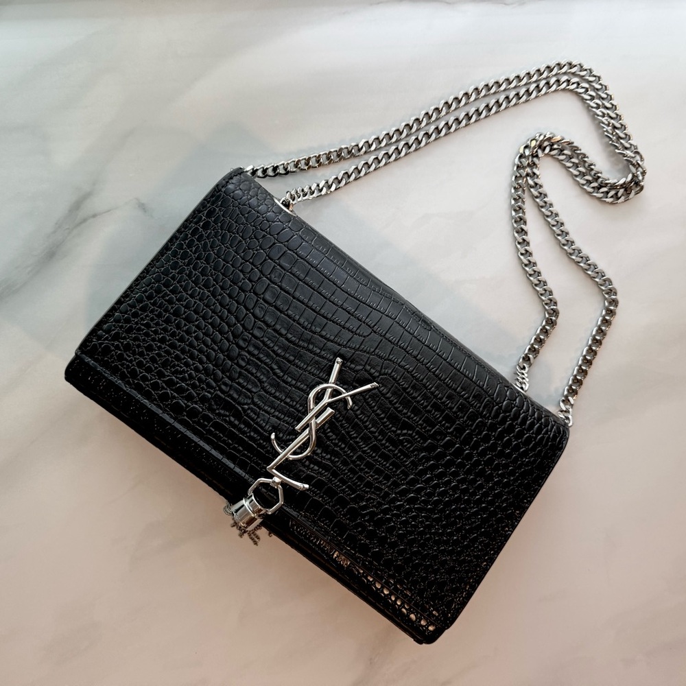 YSL Kate Croc Embossed Purse